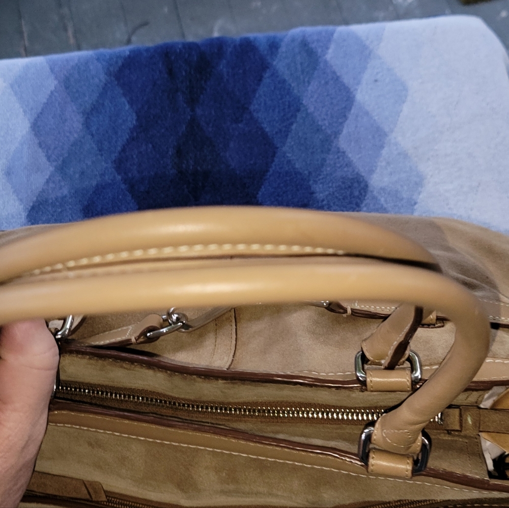 Coach Tan Suede Tote with Leather Trim - Picture 3 of 16